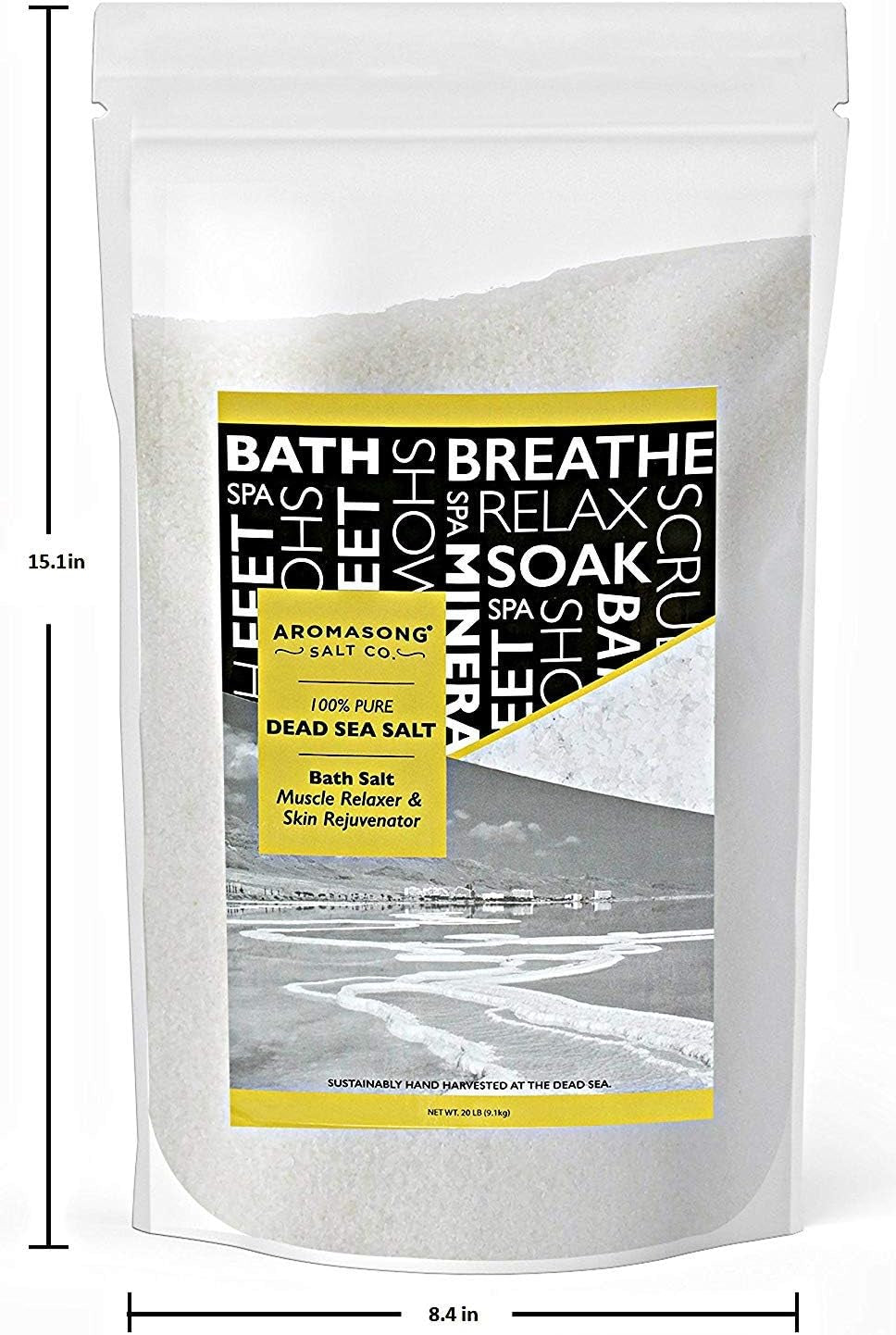Dead Sea Salt Spa Bath Soak - 19 lbs Fine Grain - 100% Pure, Better Absorption than Epsom Salt - Perfect for Relaxing Muscles & Skin Relief - Resealable Pack for Ultimate Convenience
