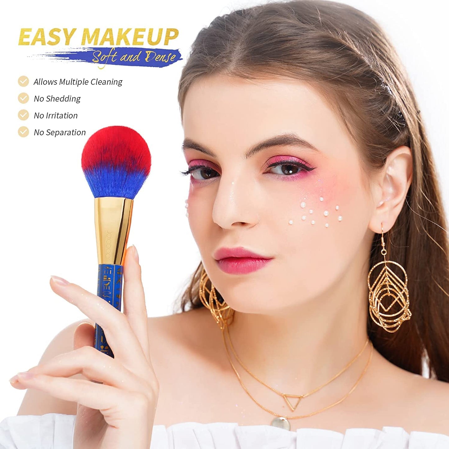 19-Piece Premium Makeup Brush Set - Synthetic Kabuki, Foundation, Contour, Blush, Concealer, Eye Shadow Blending, and Liner Brushes - Ancient Egyptian Series