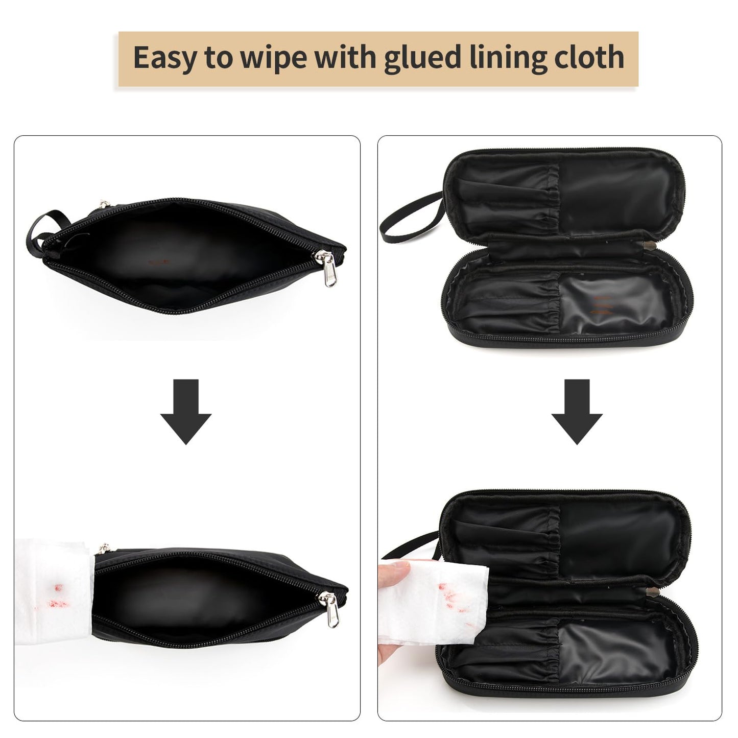 Elegant Double Layer Cosmetic Organizer for Women – Compact Travel Makeup Bag with Brush Holder