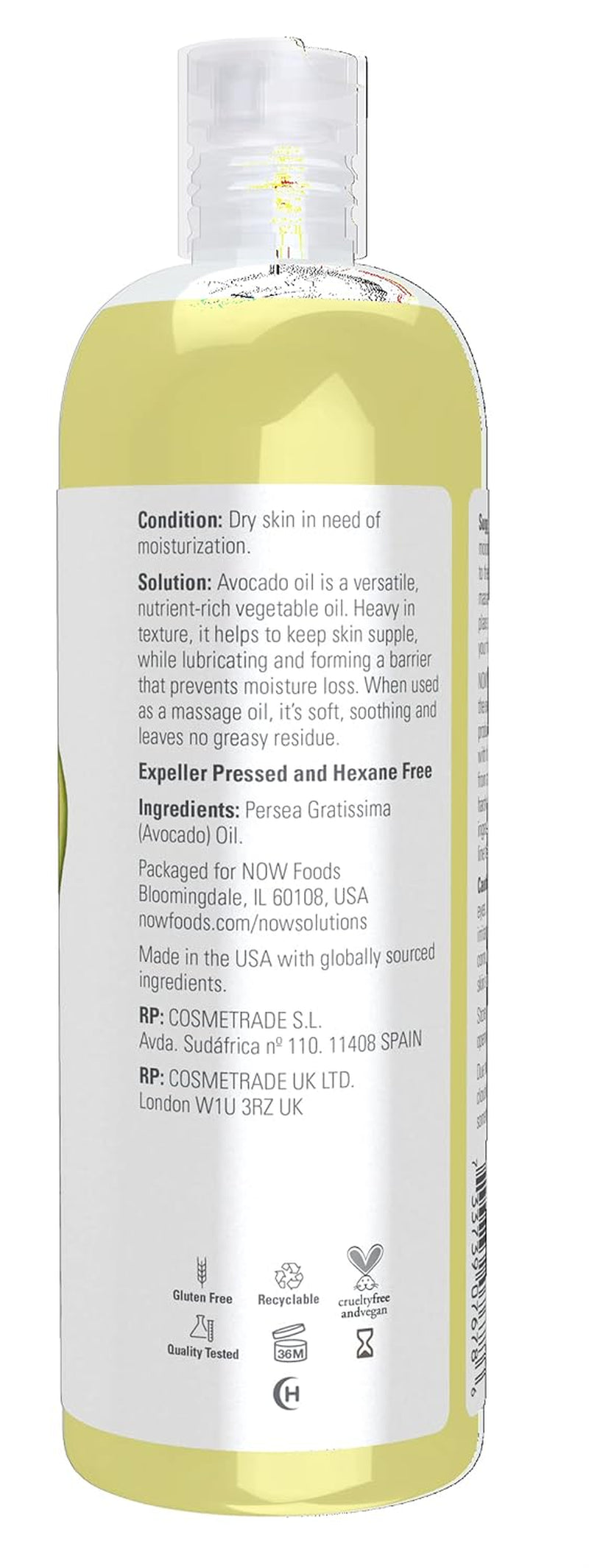 Solutions 100% Pure Avocado Oil - Nutrient-Rich and Hydrating Moisturizing Oil, 16 Ounces