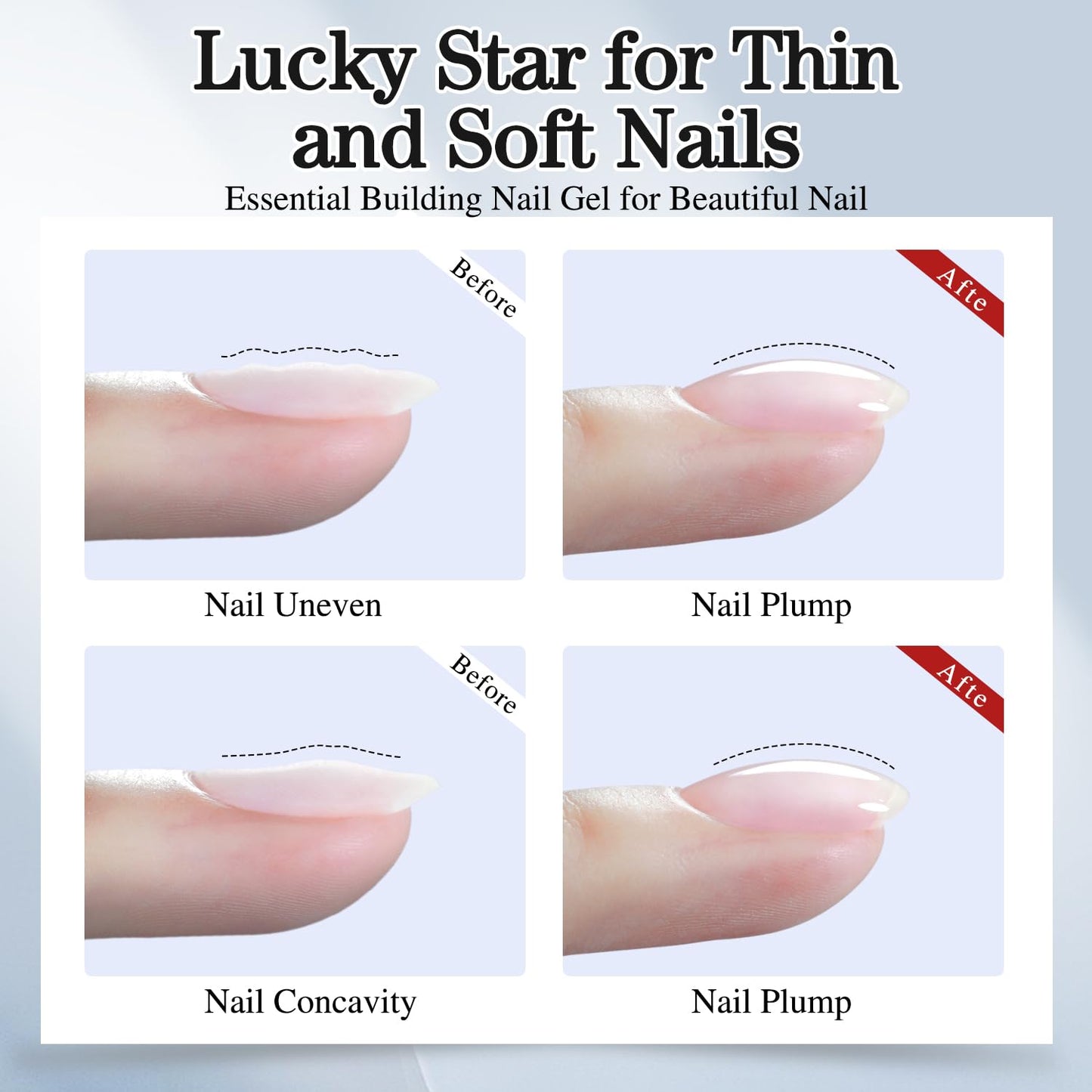 Nail Strengthener Rubber Gel Polish - 0.52Oz Clear Builder for Thickening & Extension