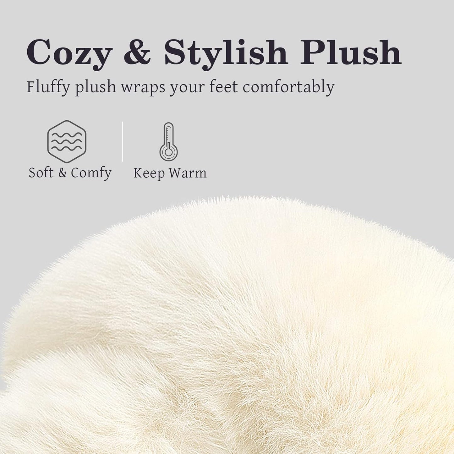 Women's Cozy Furry Cross Band Slippers - Fluffy Open Toe Indoor/Outdoor Shoes with Breathable Anti-Skid Sole