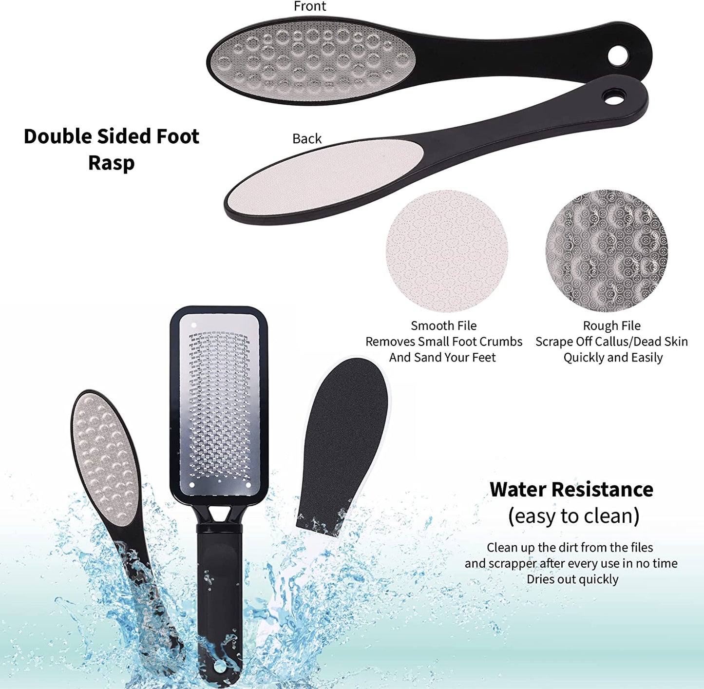Premium Foot Care Set: 3-Piece Pedicure Kit Including Foot Scrubber, Foot File, and Callus Remover for Soft, Smooth Heels