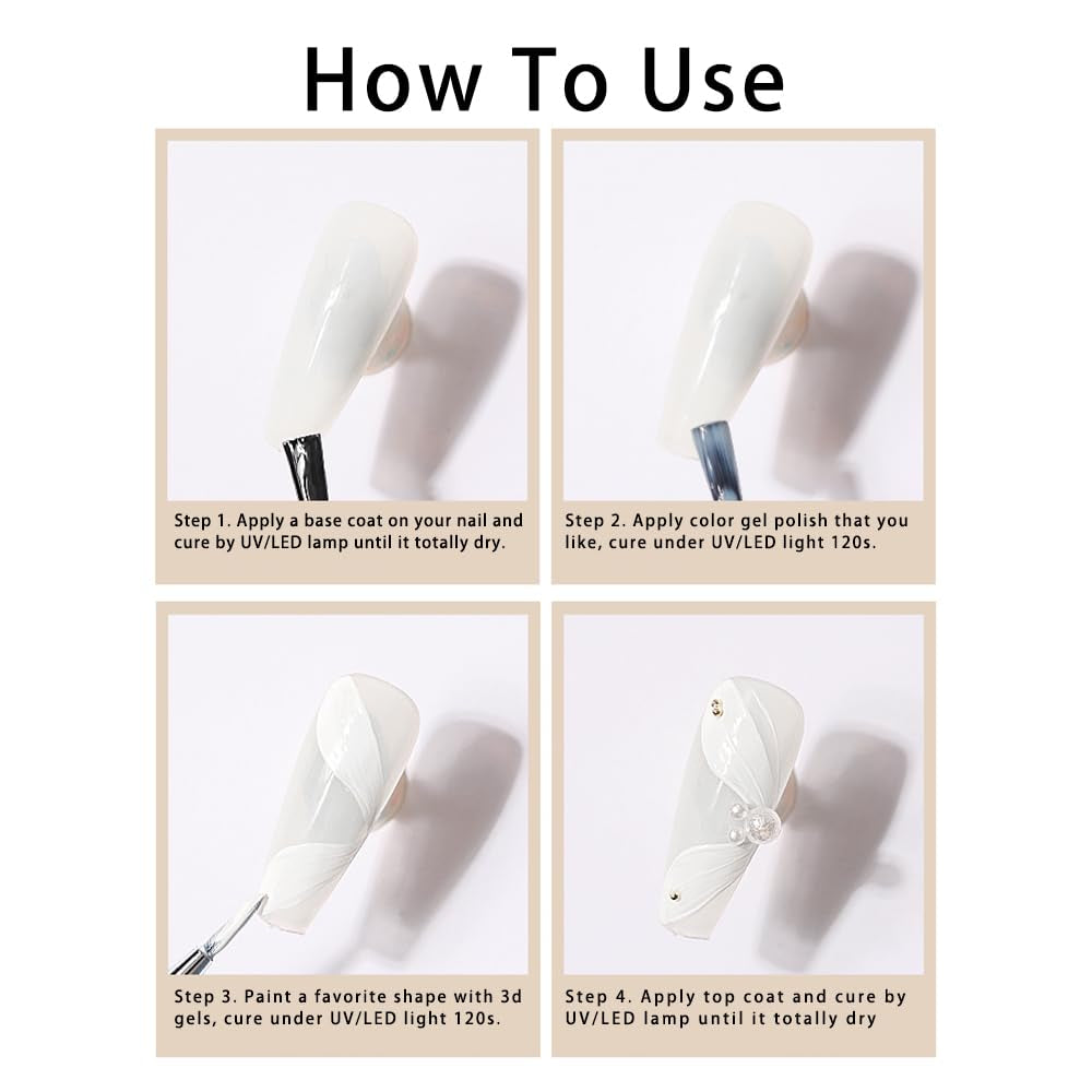 Transform Your Nails with Solid 3D Nail Sculpting Gel - Perfect for Salon & DIY Art (White, Small)