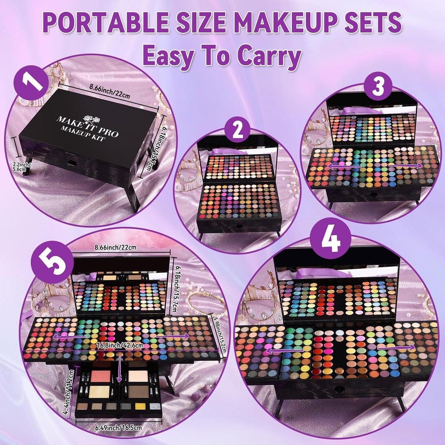 Ultimate Women's Makeup Set - 190 Color All-in-One Cosmetic Kit with Eyeshadow, Blusher, Eyebrow, Concealer, Eyeliner, and Lip Colors (SET B)