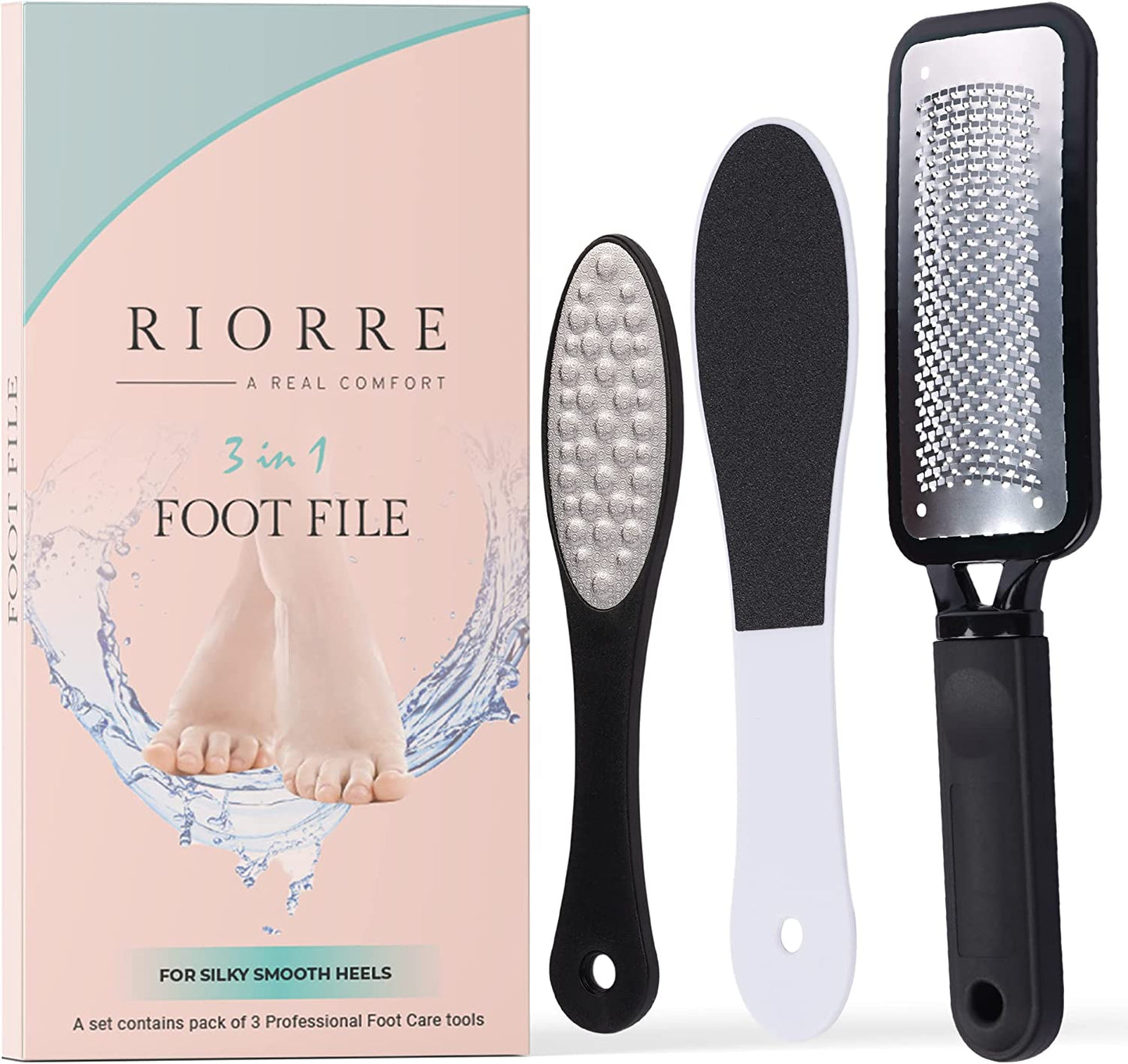 Premium Foot Care Set: 3-Piece Pedicure Kit Including Foot Scrubber, Foot File, and Callus Remover for Soft, Smooth Heels