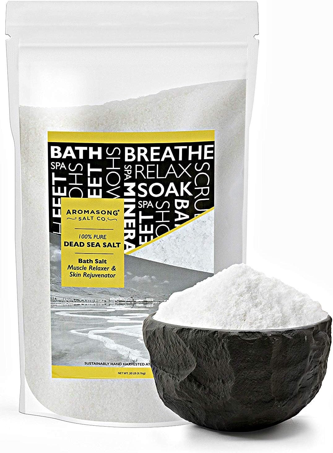Dead Sea Salt Spa Bath Soak - 19 lbs Fine Grain - 100% Pure, Better Absorption than Epsom Salt - Perfect for Relaxing Muscles & Skin Relief - Resealable Pack for Ultimate Convenience
