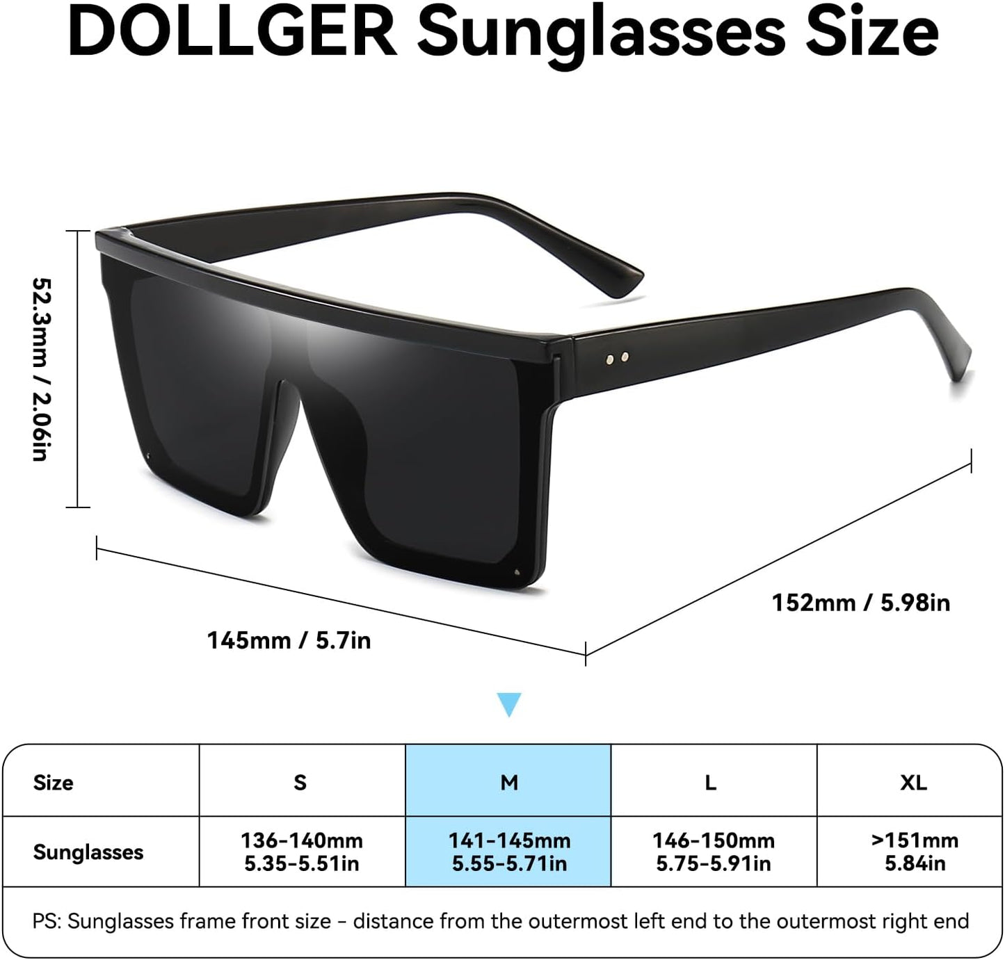 Oversized Square Fashion Sunglasses for Men and Women with Flat Top Design and Black Frame