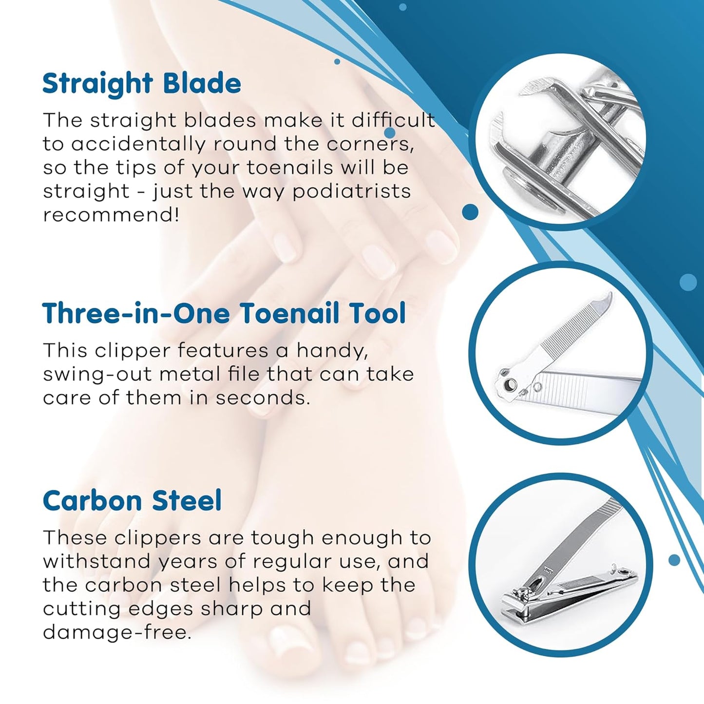 Premium Silver Straight Cut Toenail Clipper - Model 3559N, Single Unit