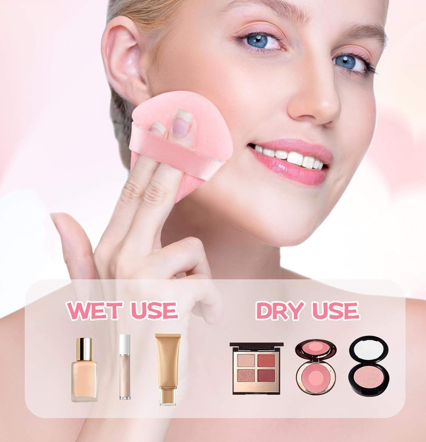Set of 8 Soft Triangle Velour Makeup Puffs for Foundation Blending and Cosmetic Application