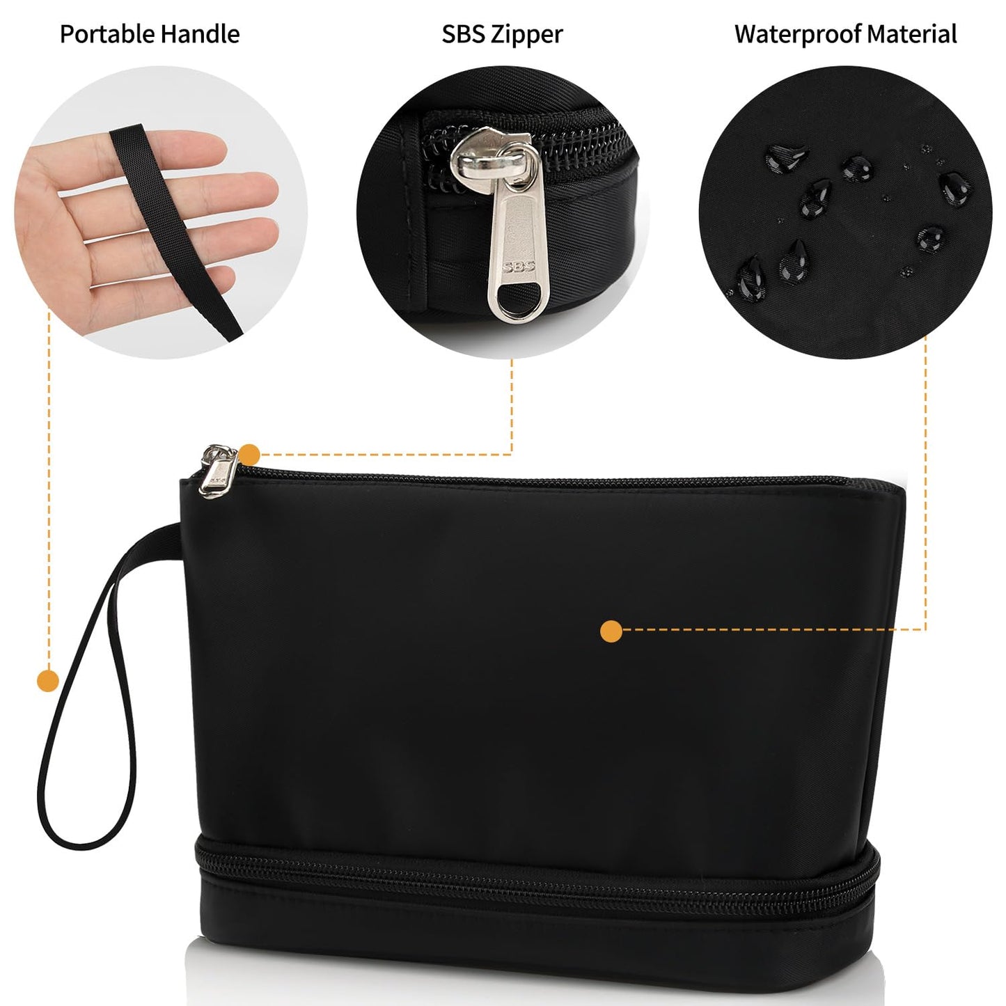 Elegant Double Layer Cosmetic Organizer for Women – Compact Travel Makeup Bag with Brush Holder