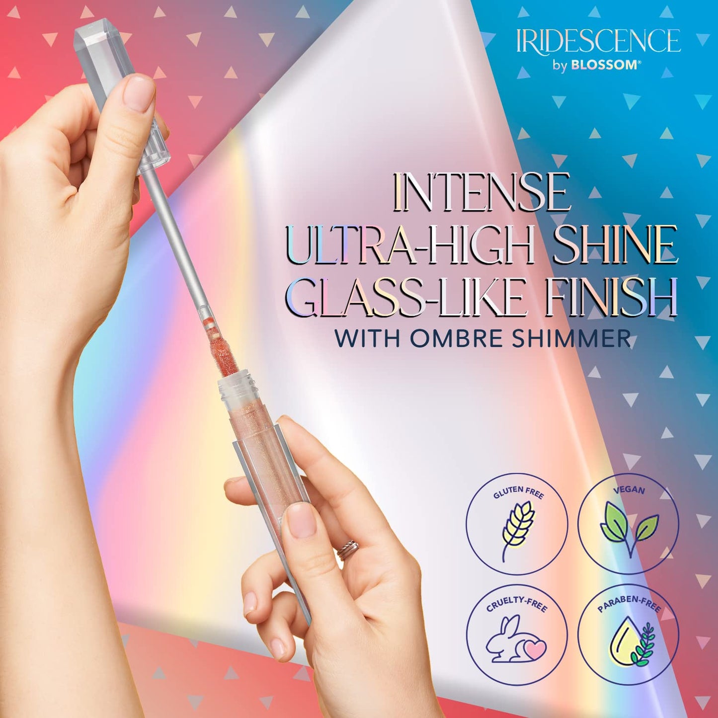 Iridescent Watermelon Lip Gloss - Longlasting High Gloss with Glittering Shimmer - Ombre Nude & Carnelian Cream - 0.08 Fl Oz