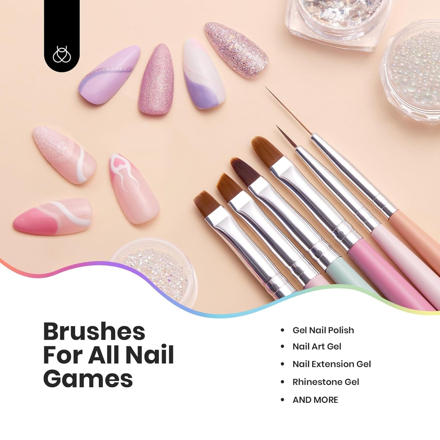 Professional Nail Art Brush Set - 6 Stylish Tools with Gray Wood Alloy Handles & Dotting Pens - Perfect Valentine's Day Gift for Her!