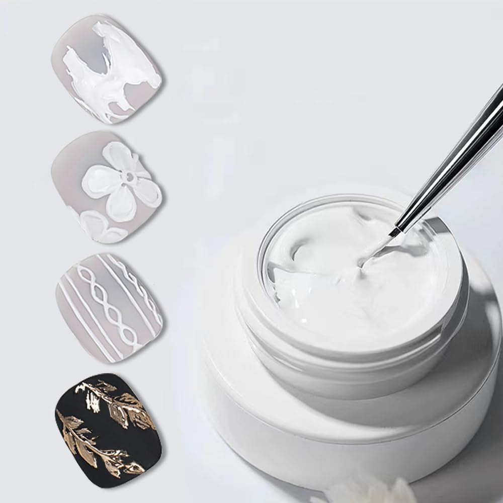 Transform Your Nails with Solid 3D Nail Sculpting Gel - Perfect for Salon & DIY Art (White, Small)