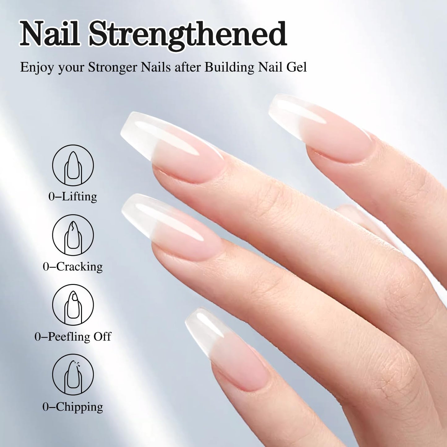 Nail Strengthener Rubber Gel Polish - 0.52Oz Clear Builder for Thickening & Extension