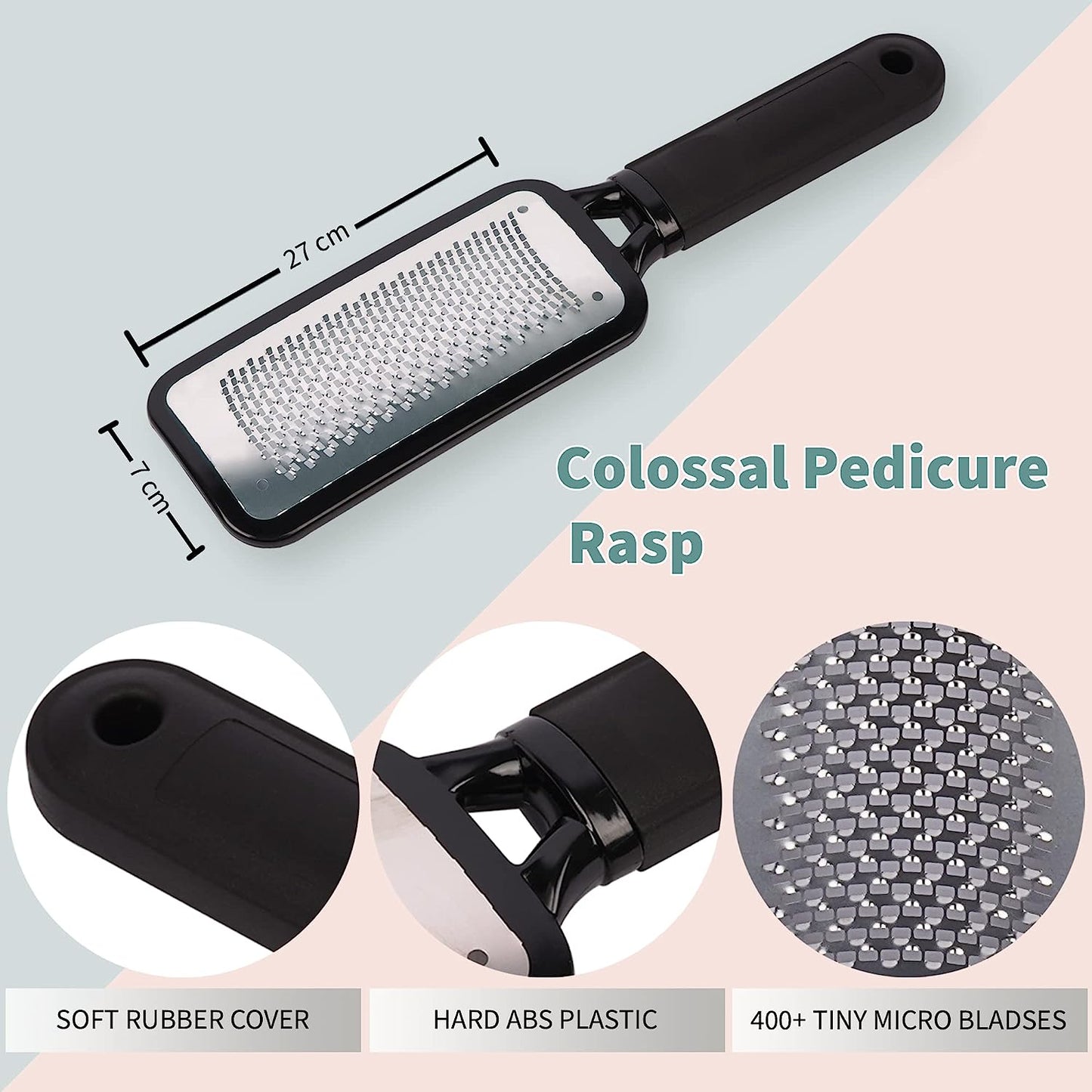 Premium Foot Care Set: 3-Piece Pedicure Kit Including Foot Scrubber, Foot File, and Callus Remover for Soft, Smooth Heels