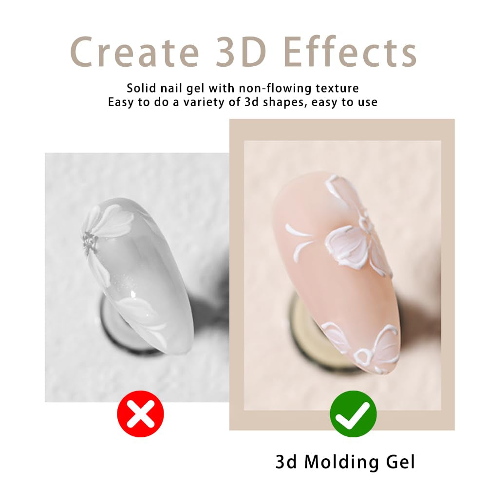 Transform Your Nails with Solid 3D Nail Sculpting Gel - Perfect for Salon & DIY Art (White, Small)