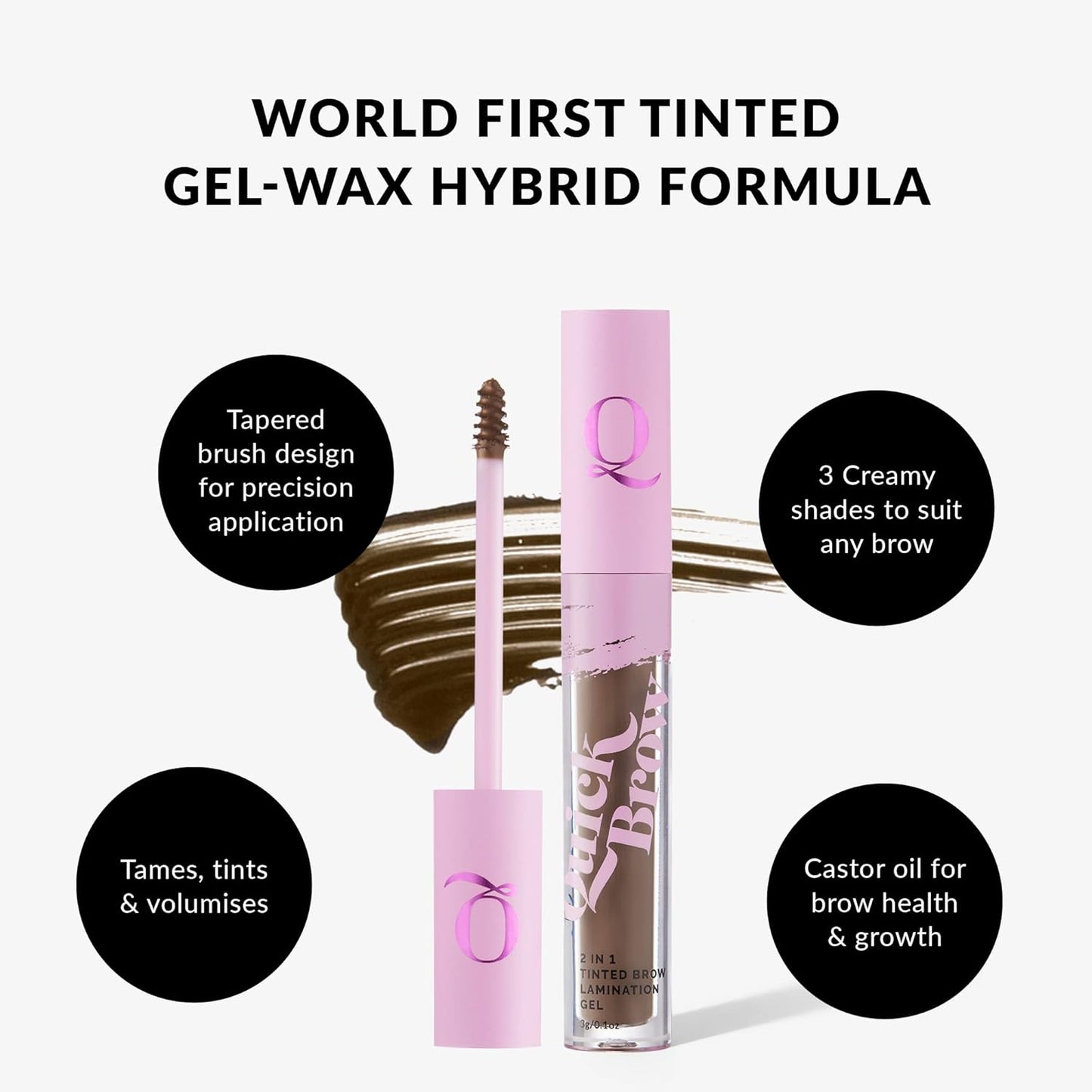 Tinted Eyebrow Lamination Gel with Castor Oil – Smudge-Proof & Long-Lasting, Vegan & Cruelty-Free (Medium - 3G / 0.1 Oz)