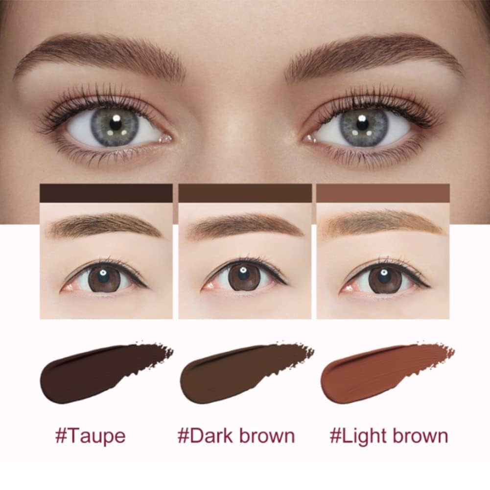 4D Hair Stroke Eyebrow Brush & Brow Cream Set - Ultra-Thin Angled Multi-Function Tool for Realistic Dark Brown Brows