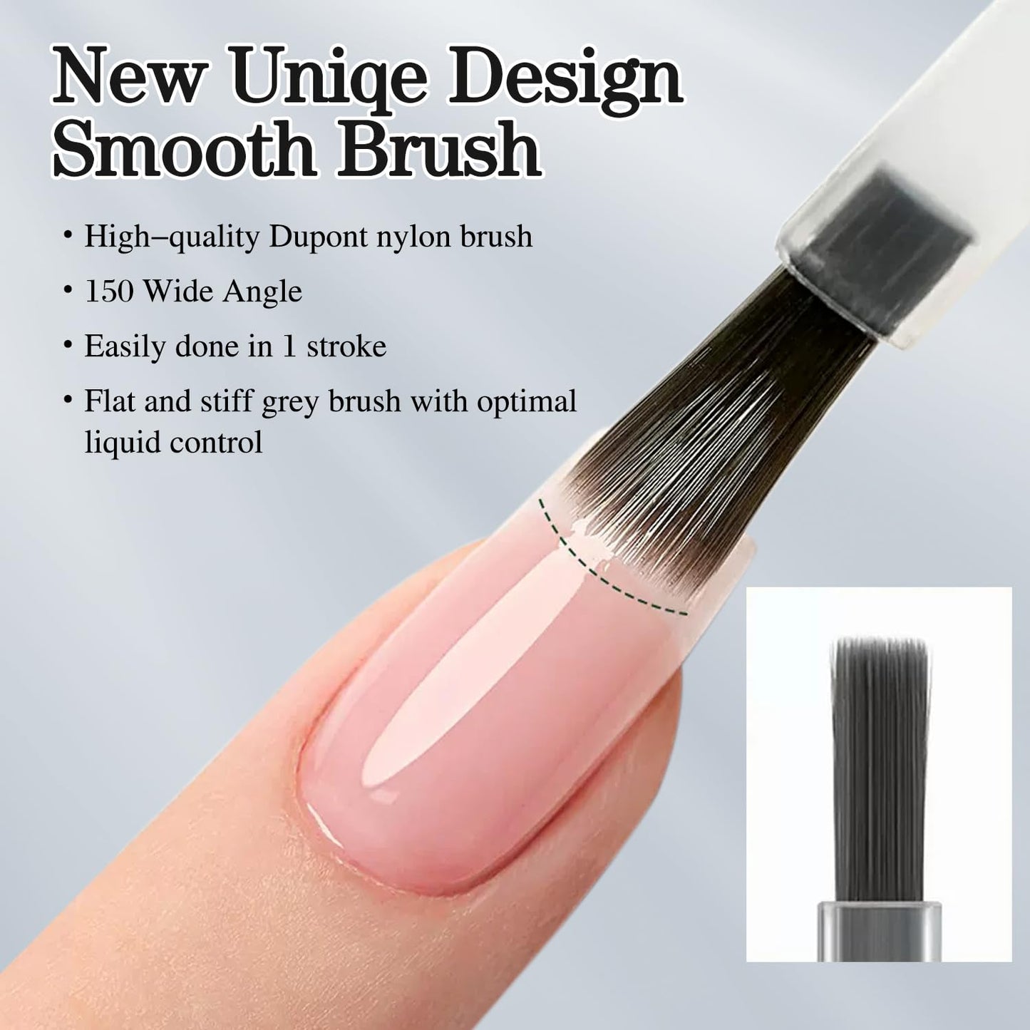 Nail Strengthener Rubber Gel Polish - 0.52Oz Clear Builder for Thickening & Extension
