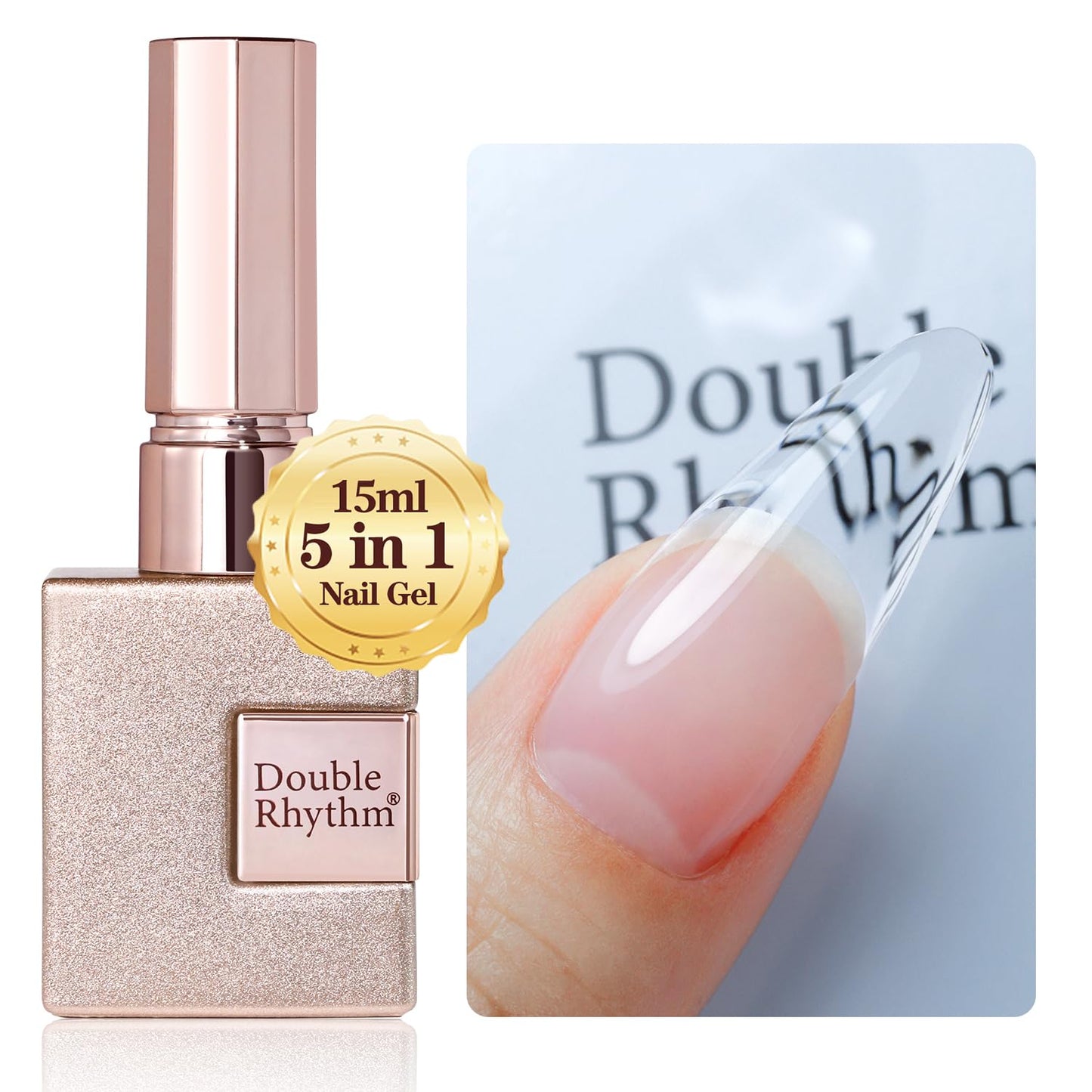 Nail Strengthener Rubber Gel Polish - 0.52Oz Clear Builder for Thickening & Extension