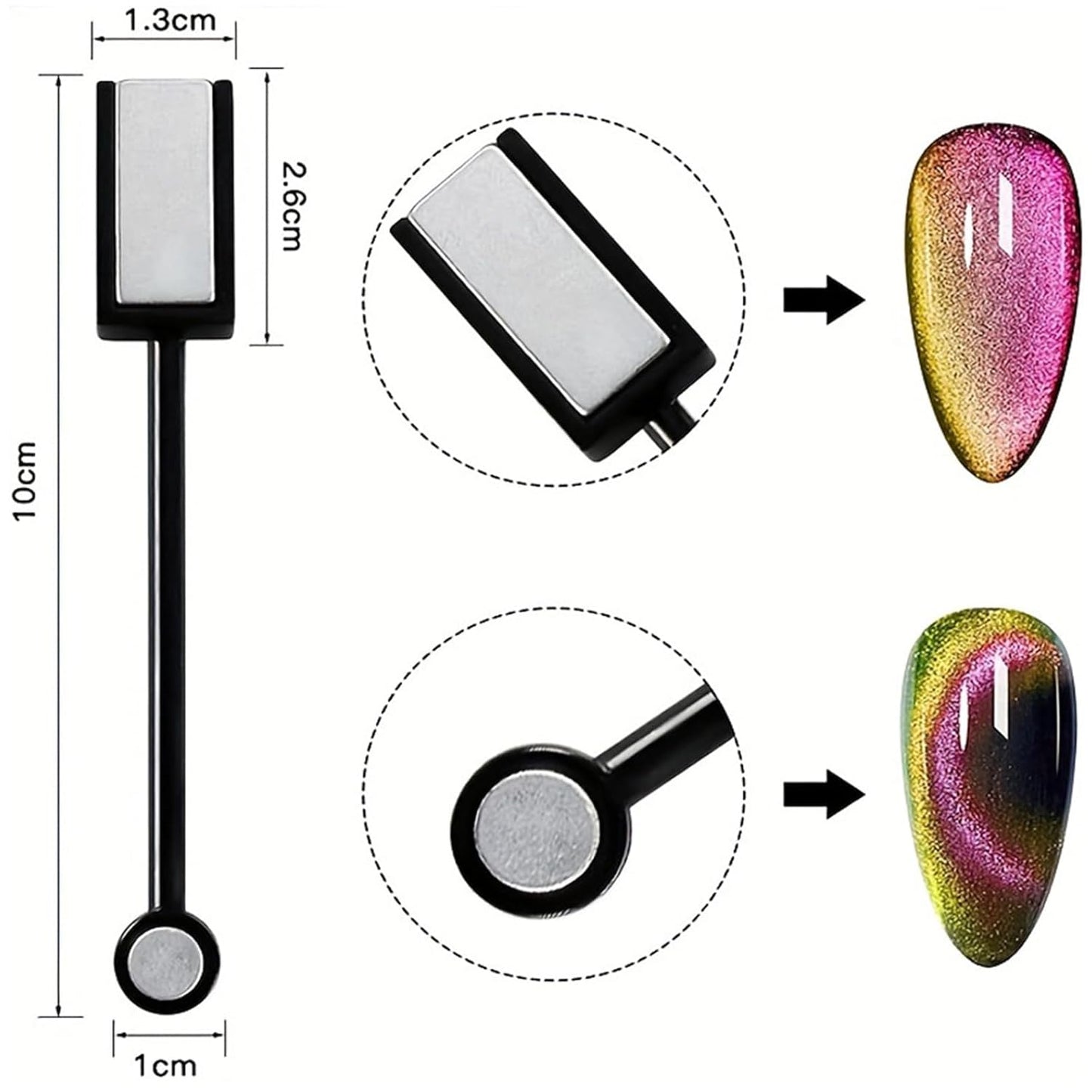 Vibrant Cat Eye Gel Nail Polish Set - 5Pcs Magnetic Rainbow Polish with Black, Soak Off UV, Perfect for Women & Girls - Pink, Green, Purple Shades
