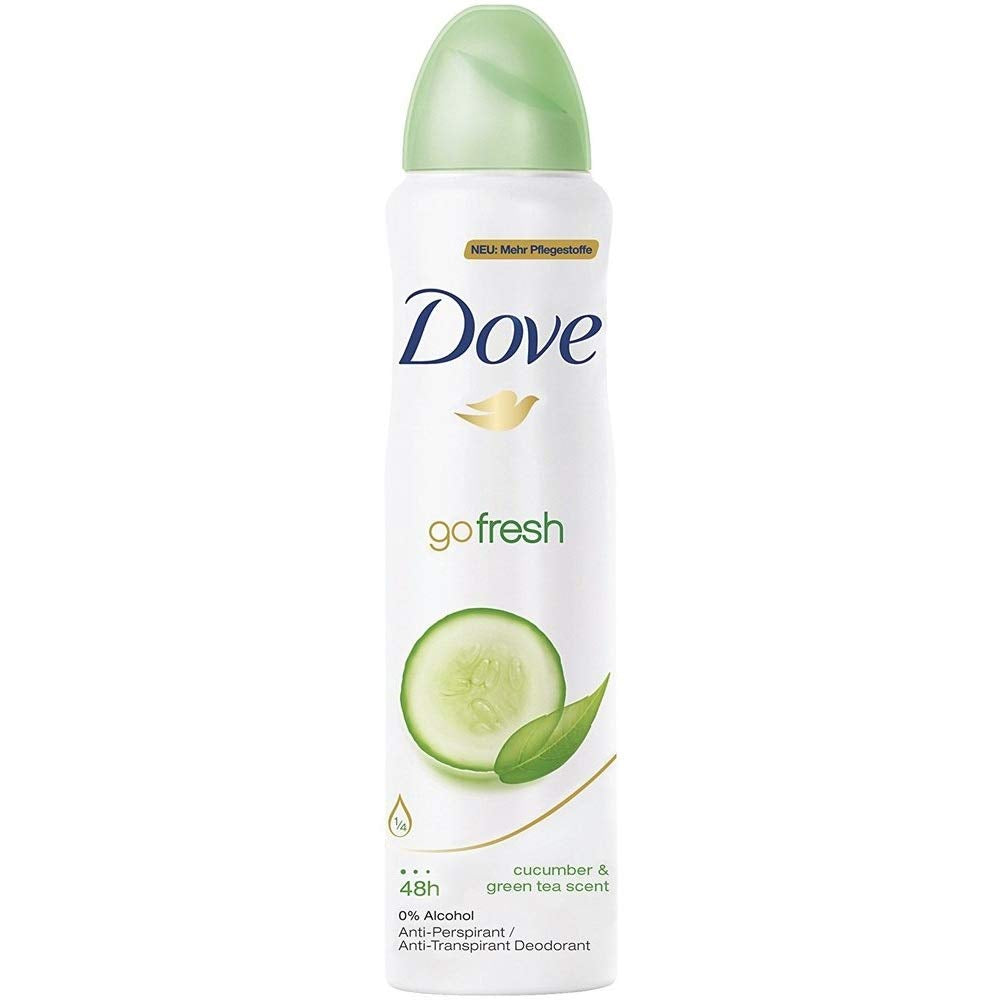 Fresh & Invigorating Anti-Perspirant Deodorant Spray - 48-Hour Dry Protection with Cucumber & Green Tea, Pack of 6 (150 ml each)