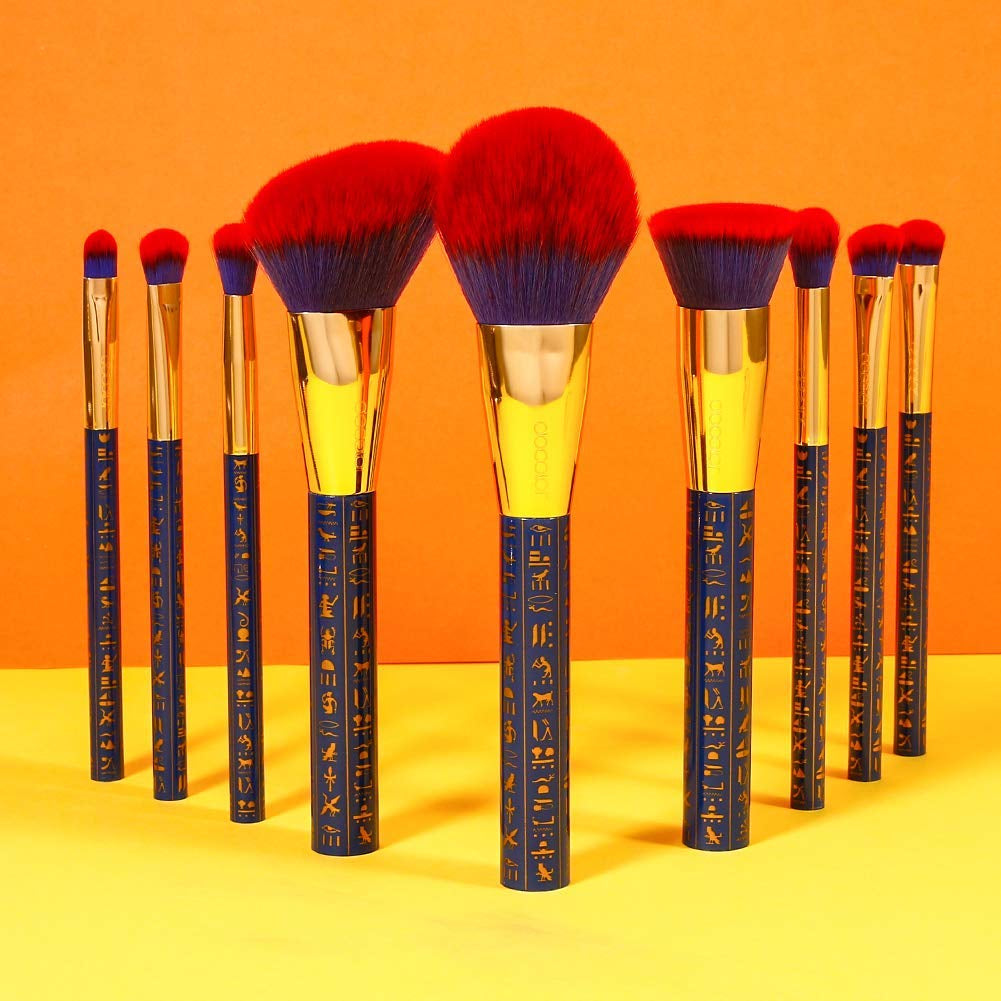 19-Piece Premium Makeup Brush Set - Synthetic Kabuki, Foundation, Contour, Blush, Concealer, Eye Shadow Blending, and Liner Brushes - Ancient Egyptian Series