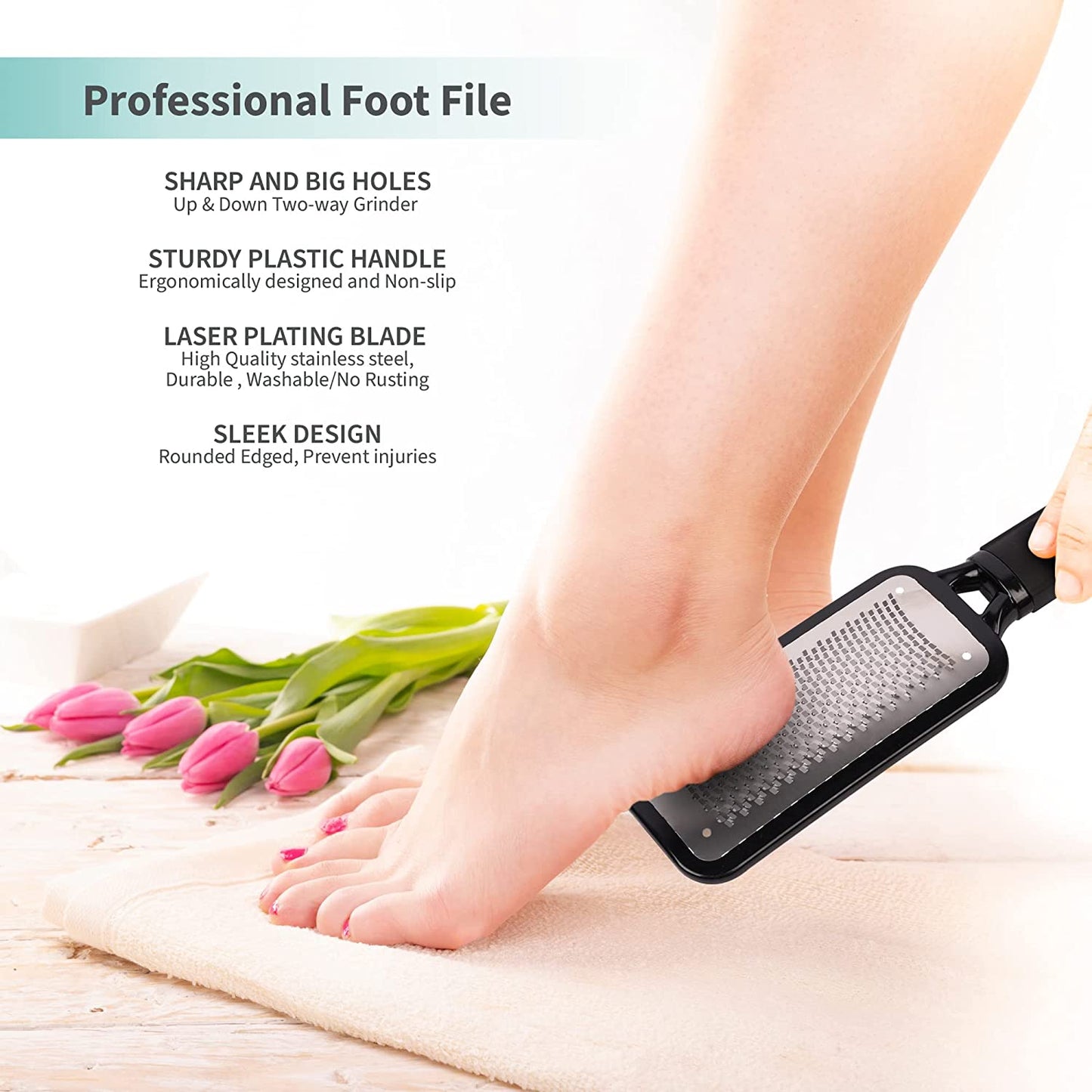 Premium Foot Care Set: 3-Piece Pedicure Kit Including Foot Scrubber, Foot File, and Callus Remover for Soft, Smooth Heels