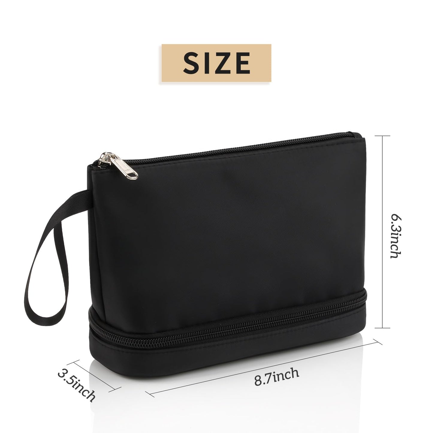 Elegant Double Layer Cosmetic Organizer for Women – Compact Travel Makeup Bag with Brush Holder