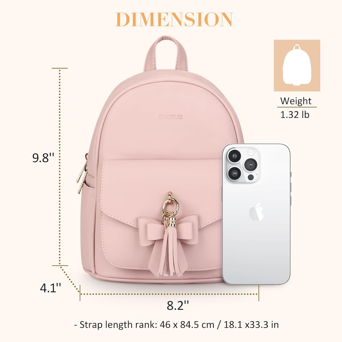 Women's Mini Backpack with Bowknot Detail - Elegant Leather Purse and Satchel with Charm Tassel