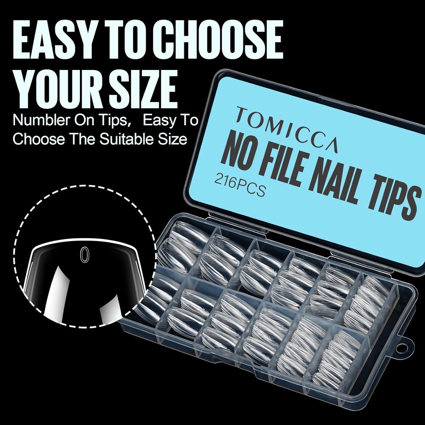 Clear Short Coffin Acrylic Nails - 216 Pcs Gel Press-On & False Nails for Beginners and Pros