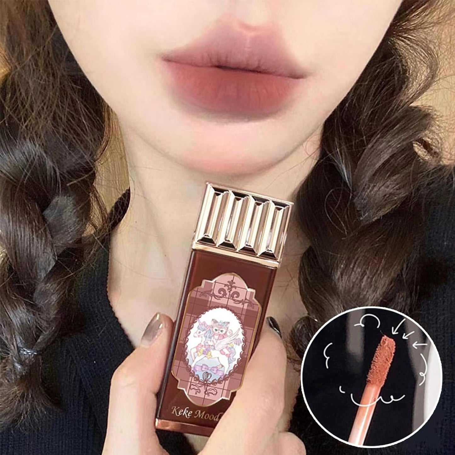 3Pcs Silky Velvet Matte Nude Lip Gloss Set - Long Lasting Waterproof Lip Tint in Adorable Chocolate Packaging