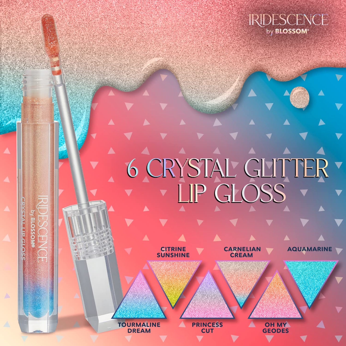 Iridescent Watermelon Lip Gloss - Longlasting High Gloss with Glittering Shimmer - Ombre Nude & Carnelian Cream - 0.08 Fl Oz