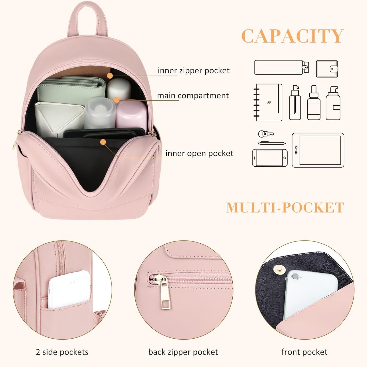 Women's Mini Backpack with Bowknot Detail - Elegant Leather Purse and Satchel with Charm Tassel