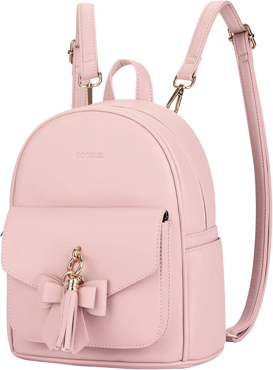 Women's Mini Backpack with Bowknot Detail - Elegant Leather Purse and Satchel with Charm Tassel
