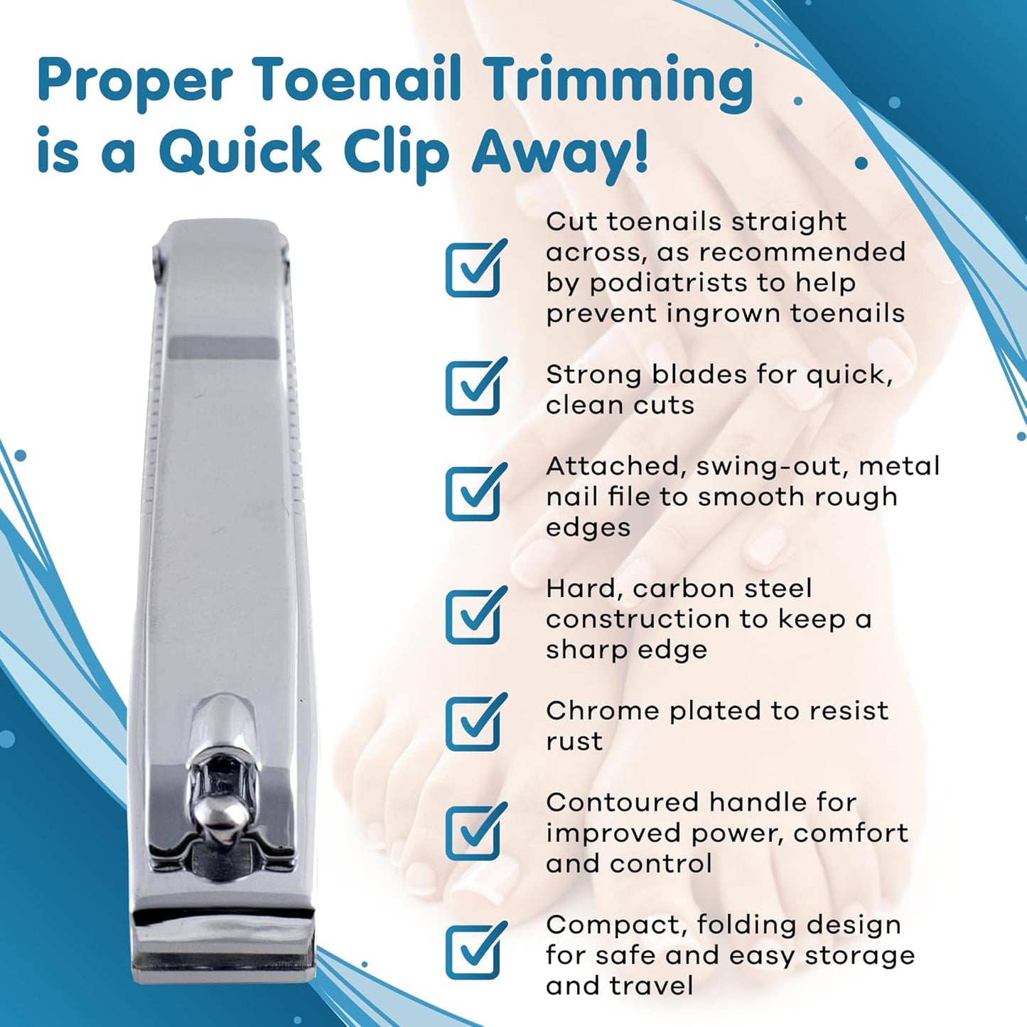 Premium Silver Straight Cut Toenail Clipper - Model 3559N, Single Unit