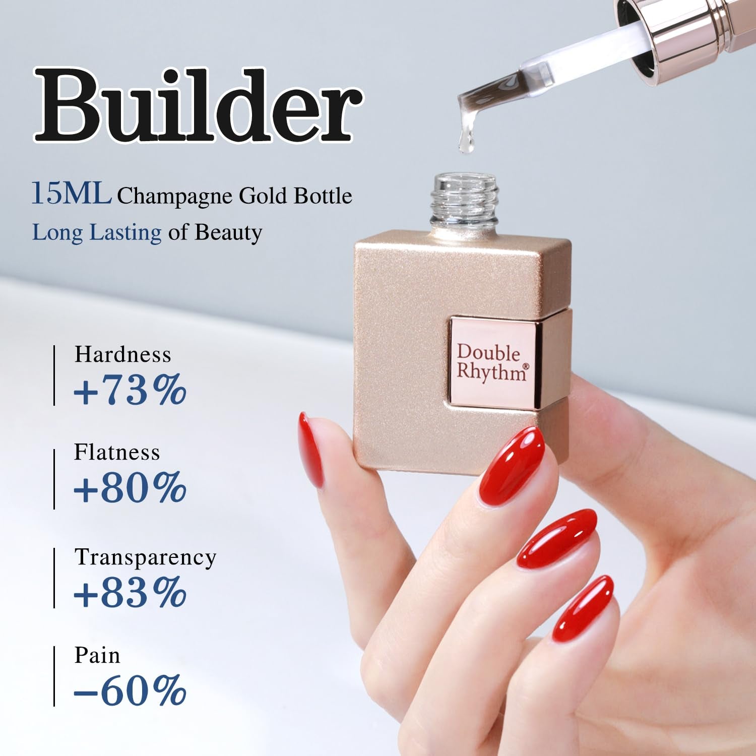 Nail Strengthener Rubber Gel Polish - 0.52Oz Clear Builder for Thickening & Extension