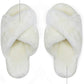Women's 801 Cross Band Slippers - Soft Plush Furry Open Toe Slide-On House Shoes for Indoor and Outdoor Use