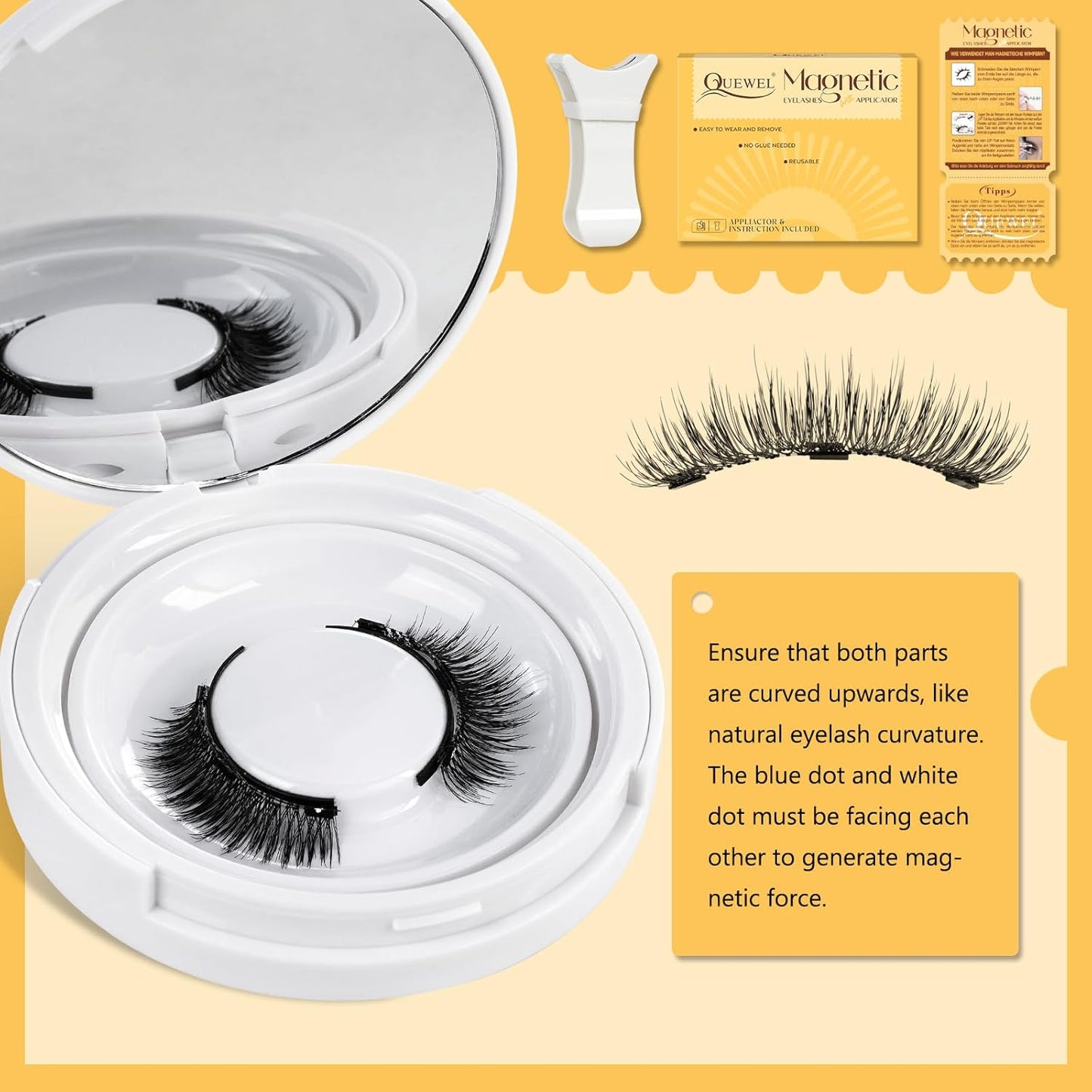Magnetic Eyelashes with Applicator - Reusable Cat Eye Effect, No Glue, Easy to Wear & Remove, Natural Look (B03)