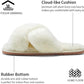 Women's 801 Cross Band Slippers - Soft Plush Furry Open Toe Slide-On House Shoes for Indoor and Outdoor Use