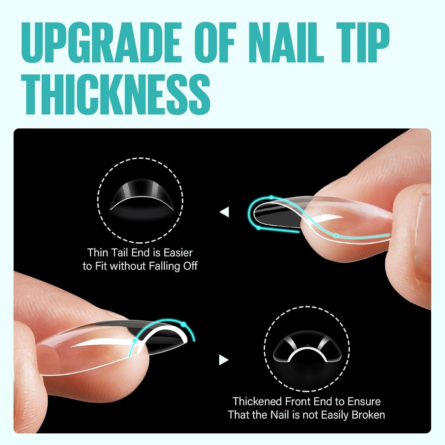 Clear Short Coffin Acrylic Nails - 216 Pcs Gel Press-On & False Nails for Beginners and Pros