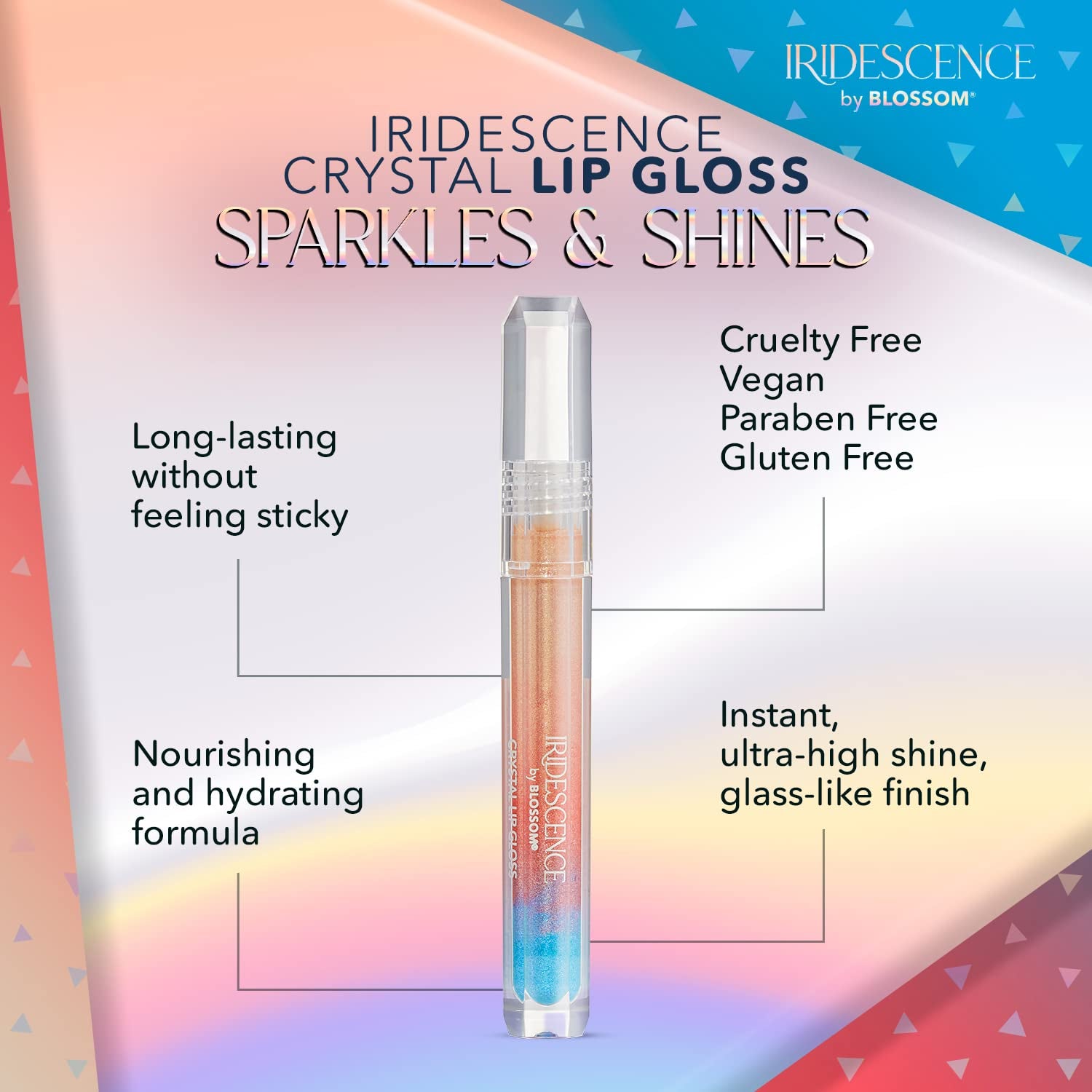 Iridescent Watermelon Lip Gloss - Longlasting High Gloss with Glittering Shimmer - Ombre Nude & Carnelian Cream - 0.08 Fl Oz