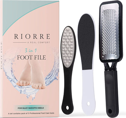 Premium Foot Care Set: 3-Piece Pedicure Kit Including Foot Scrubber, Foot File, and Callus Remover for Soft, Smooth Heels