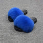 Luxurious Women's Real Fox Fur Slides - Fluffy Open Toe Sandals for Ultimate Outdoor Comfort