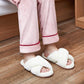 Women's 801 Cross Band Slippers - Soft Plush Furry Open Toe Slide-On House Shoes for Indoor and Outdoor Use