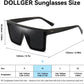 Oversized Square Fashion Sunglasses for Men and Women with Flat Top Design and Black Frame