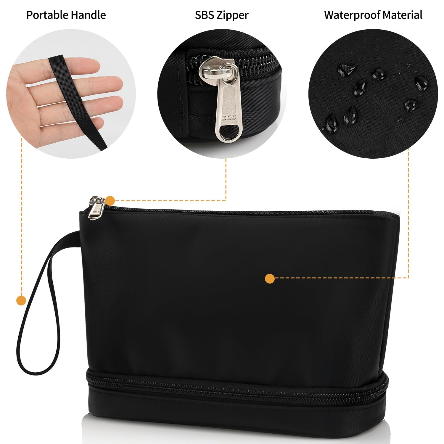 Elegant Double Layer Cosmetic Organizer for Women – Compact Travel Makeup Bag with Brush Holder