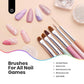 Professional Nail Art Brush Set - 6 Stylish Tools with Gray Wood Alloy Handles & Dotting Pens - Perfect Valentine's Day Gift for Her!