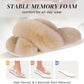 Women's Fuzzy Cross Band Slippers - Comfortable Memory Foam Open Toe House Shoes for Indoor Use and Gifts